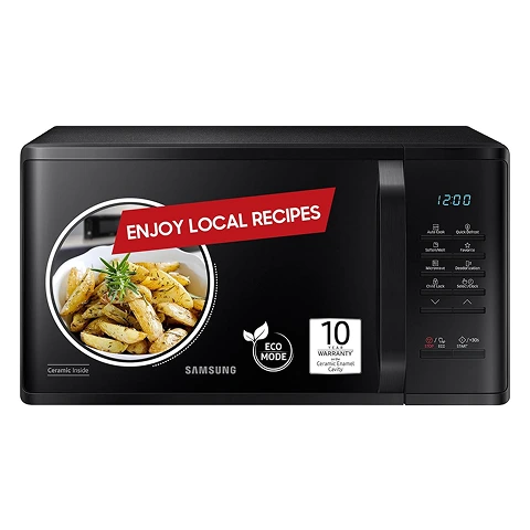 SAMSUNG 23 L Auto Cook Programs, Child Safety Lock, Memory Feature, Deodorization Solo Microwave Oven  (MS23A3513AK, BLACK)